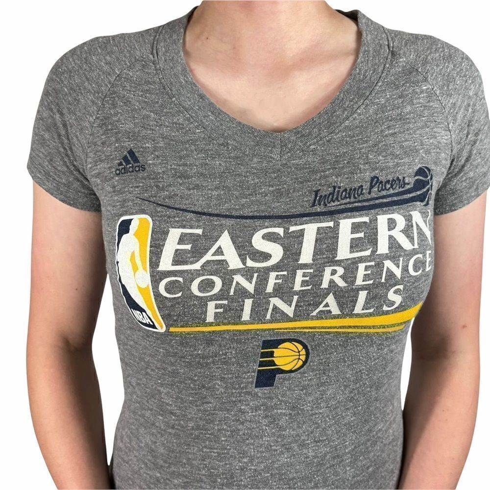 adidas grey v neck eastern conference t shirt - Picture 4 of 6